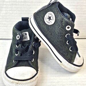 Converse All Star Toddler High-Top Sneakers Green Knit Canvas Size 5
